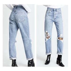Agolde 90s Mid Rise Loose Fit Fall Out Distressed Button Fly Jeans Women’s 31